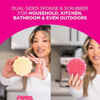 Stardrops – The Pink Stuff – SQeeZY Miracle Dual Sided Scrubber Sponge, Scratch Free Solution for Ultimate Home Cleaning - Perfect for Kitchens, Bathrooms, and Outdoor Use, 3-Pack