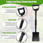 Garden Flat Shovel, 31 Inch Small Metal Square Shovel for Lawn Edging Digging Trenching Transplanting, Heavy Duty Compact Gardening Spade with D-Handle for Beach, Kids, Car, Light Garden Work