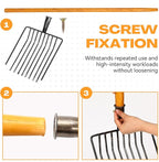 4 Sets Pitch Fork 10 Tines Wide Manure Fork with Long Handle Heavy Duty Muck Rake Broadfork Garden Tool for Gardening Horse Stall Picking up Manure Farm