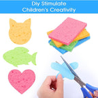 100pcs Kitchen Sponges Bulk Natural Sponges for Dishes Reusable Dish Sponge Scrub Compressed Wood Pulp Sponge Non-Scratch Cleaning Spongefor Kids DIY Kitchen Bathroom Household