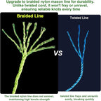 6 Roll Mason Line String Line - #18 Braided Nylon String - 500 Ft Length - Nylon with Reloadable Line Reel Twine for Gardening Or Masonry Tools - Perfect Construction String (Yellow)