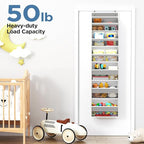 Over The Door Organizer, 6 Shelf Door Organizer Hanging with 6 Large Capacity Pockets, Over The Door Storage Hanging Shelves for Closet Wall Bathroom Closet Bedroom Nursery