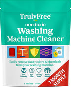 Truly Free Laundry Washing Machine Cleaner and Deodorizer | Top Load & Front Load Washer Cleaner for Grime, Mold, Odor Remover | Safe for HE Washing Machines & Septic Tanks, Non Toxic, Natural, Clean