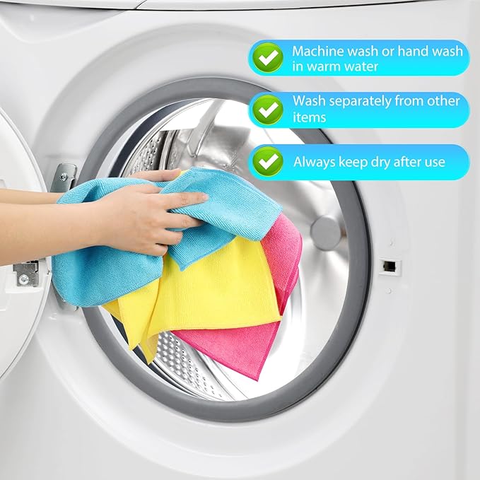 15pcs Microfiber Cleaning Cloth Lint Free, Absorbent, Streak Free, Non-Abrasive, Reusable and Washable，Cleaning Towels with 5 Color Assorted,11.5"X11.5"(Green/Blue/Yellow/Pink/Grey)