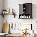 Bathroom Wall Cabinet, Over The Toilet Storage Cabinet with 2 Doors and Adjustable Shelf, Wooden Medicine Cabinet Wall Mounted, Room Space Saver for Bathroom Kitchen