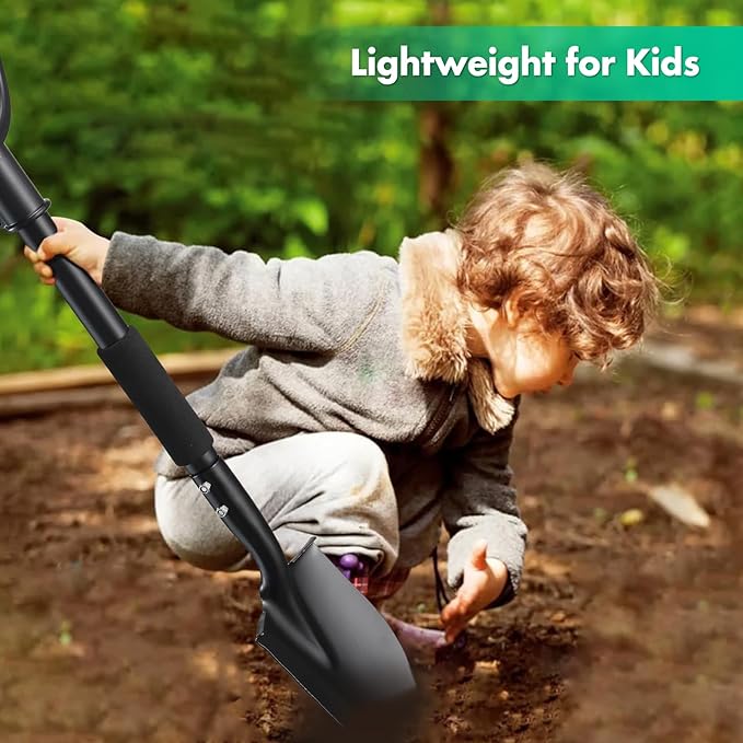 Garden Shovel, 31 Inch Small Garden Shovel, Light Weight Metal Gardening Flat Small Digging Shovel Spade for Kids, Planting, Gardening, Camping, Car, Mini Shovel- 6 Inch Wide Spade