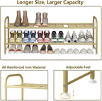 LINZINAR Shoe Rack Long 2 Tier Shoe Storage Organizer Metal Wide Shoe Shelf for Closet Entryway Bedroom 18 Paris Large Capacity, Gold