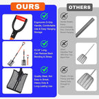 HIGHLIGHT Detachable Sifting Shovel - 45 Inch Sand Sifter with Ergonomic D-Grip Handle for Beach, Garden & Farm Cleaning - Fiberglass Handle & Powder Coated Steel