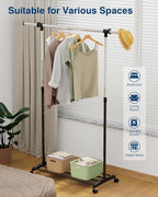 Whitmor Deluxe Adjustable Garment Rack - Rolling Clothes Organizer - Black and Chrome