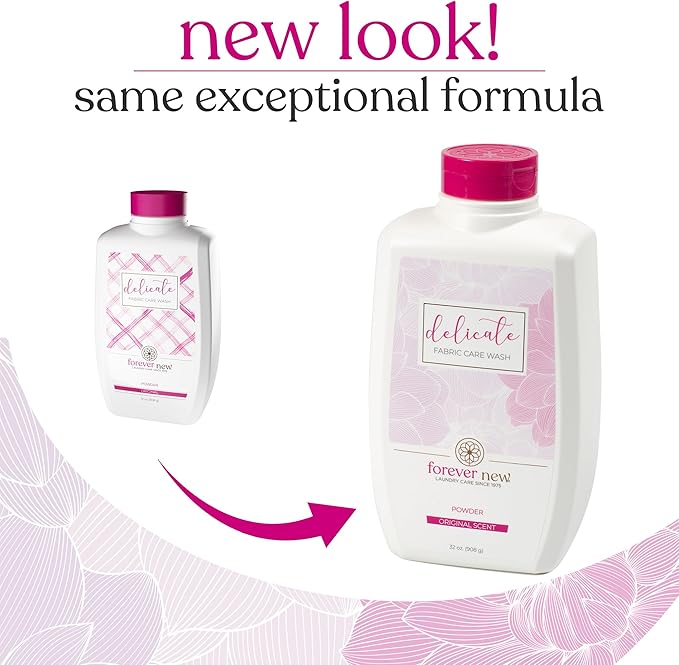 FOREVER NEW Delicate Hypoallergenic Laundry Detergent Powder - 150 to 192 Large Loads - Gentle washing detergent for Silk, Cashmere, Bra, Undergarments, Wool etc. - Original Scented - 32oz (3pack)