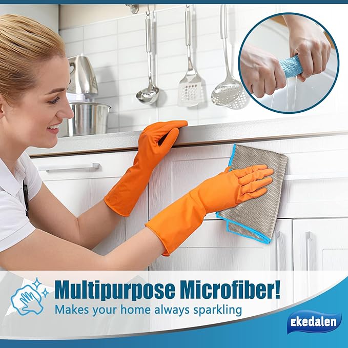 Microfiber Cleaning Cloth Lint Free Glass Cleaner Window Polishing Streak Free Miracle Easy Clean Rag Reusable for Mirror Kitchen Dish Auto Detailing,Pack of 8, 12'' x 16'', Light Grey