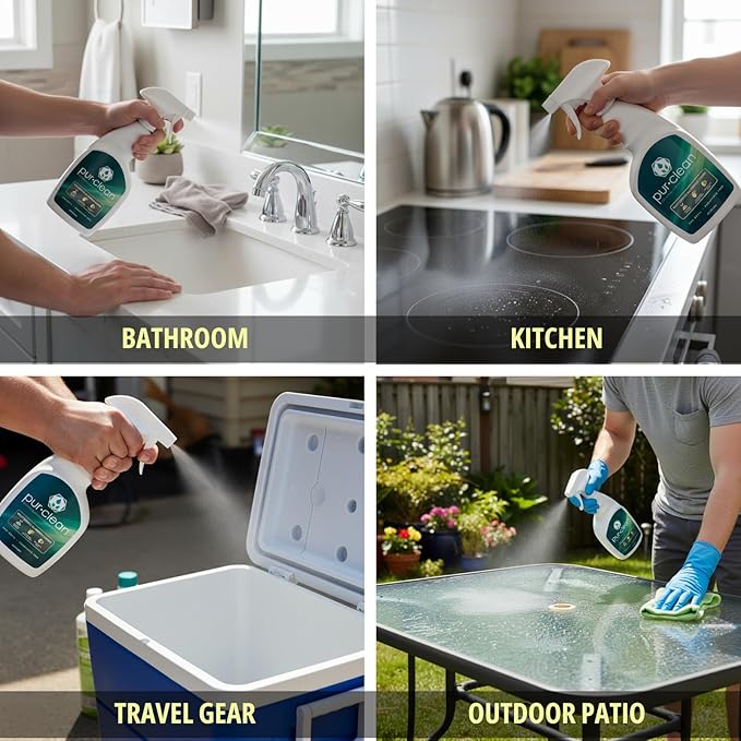 EvaClean PurClean All Purpose Cleaner – Ready to Use, 2-Pack Spray Bottles 32 FL Oz. Each, Biodegradable Degreaser, For Hospitals, Hotels, Schools, Daily Use, Mop, Spray, Wash, Lemon Scent