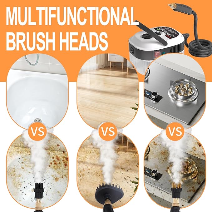 Handheld Pressurized Steam Cleaner,2500W Handheld High Temp Portable Cleaning Machine, Cleaning for Couch, Auto, Floor and More (White)