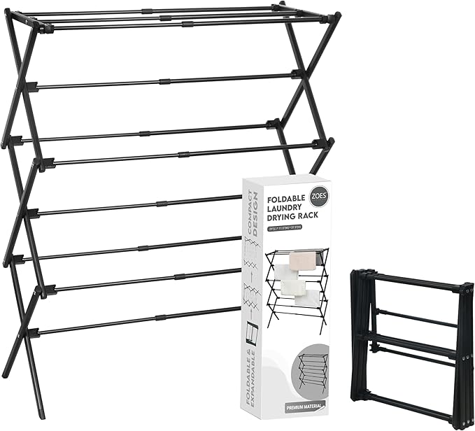 Clothes Drying Rack | Foldable Drying Rack Clothing for Laundry | Small Collapsible Portable Dryers for Laundry | Use for Indoor & Outdoor | Black 37.5"x29"x12"