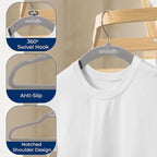 SereneLife 30 Pack Velvet Hangers – Non-Slip Clothes Hangers with Heavy Duty Design, Slim Space-Saving Coat Hangers with 360° Swivel Hook, Strong Lightweight Closet Organizer Set for Clothes (Gray)
