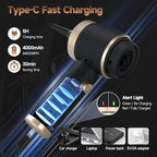 Car Vacuum Portable Cordless, Hand Vacuum with 16000PA High Power, 7 in 1 Mini Car Vacuum Cleaner with One-Click Empty, Dual Hepa Filter, LED Light, Type-C Charging Small Handheld Vac