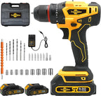 Cordless Drill Set with Battery and Charger,Power Drill Tool Set 20v,3/8-Inch Keyless Chuck,Variable Speed (Equipped with 2x 3Ah Batteries)