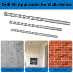 Easily 190 Pcs Wall Anchors and Screws for Drywall, Conical Concrete Wall Anchors and Screws Assortment Kit, Blue Conical Anchor and Self Tapping Screw with 3 Pcs Masonry Drill Bits, Four Sizes