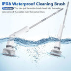 Qimedo Upgrade Rechargeable Electric Scrubber for Cleaning, 45-inch Handheld Spin Scrubber with Extended Long Handle, Cordless Power Dish Scrubber with 6 Brushes for Bathtub Grout Tile Floor