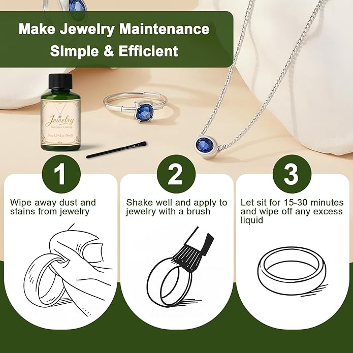 50ml Jewelry Protective Coating, Jewelry Sealant Tarnish Protection Maintain Brilliant Luster, Against Wear & Oxidation, Suitable for Metals, Gemstones