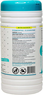 1 Pack Surface Cleaning Wipes with Bleach, All-Purpose Cleaner for Bathroom, Kitchen, Office, 75 Count Canister, 7.5" x 7" Sheet, Fresh Scent, Lint Free & Durable