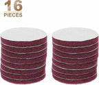 HARFINGTON 16pcs Scrubber Scouring Pads 400 Grits 4 Inch Drill Power Brush Hoop and Loop Surface Conditioning Disc Drill Scuffing Disc Scrub Pads for Home Kitchen Cleaning, Red