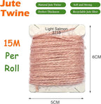 Jute Twine 15m Long Twine String for Crafts Gift Wrapping Packing Gardening Crochet Knitting Macrame Decor (Light Salmon)
