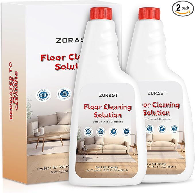 Floor Cleaning Solution, 16.23 Fl Oz Pack of 2 , Compatible with All Roborock Mopping Robots (S7, S8, Qrevo, Q7, Q8 series),Deep Streak Cleans for Multiple Hard Floors, Low-Foam Delivers Clog Free