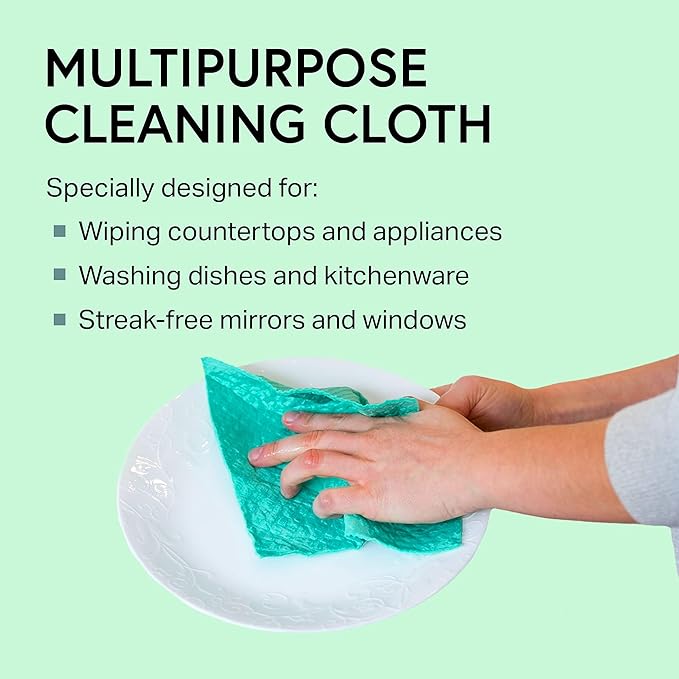 Swedish Wholesale Dishcloths Reusable 8" x 7" Sponge Cloths, Bulk 10 Pack of High Absorbent Cellulose Dish & Kitchen Cleaning Hand Towels, Wring to Dry & Machine Wash, Odor Resistant, Purple