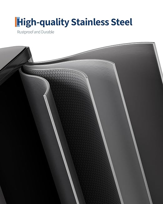 GarveeHome 2 x 10.6 gal Stainless Steel Double Trash Can with Lid for Kitchen, Large Dual Trash and Recycle Bin Combo, Step-on Kitchen Metal Garbage Cans, PP Inner Buckets, Liner Rim, Matte Grey