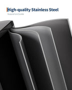 GarveeHome 2 x 10.6 gal Stainless Steel Double Trash Can with Lid for Kitchen, Large Dual Trash and Recycle Bin Combo, Step-on Kitchen Metal Garbage Cans, PP Inner Buckets, Liner Rim, Matte Grey