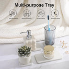 Water Absorbing Stone Tray for Sink | Quick Drying Diatomaceous Earth Coasters | Soap Dish Holder & Toothbrush Holder for Bathroom Counter | Hand Soap & Plant & Toiletries | Light Grey 4-Pack