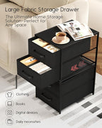 Homsorout Stackable Storage Drawers - 2 Tier Closet Drawers, Closet Organizer with Metal Handles, Night Stand with Collapsible Bins, Fabric Dresser for Bedroom, Dorm, Office, Black, 2 Pack