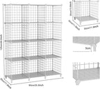 12-Cube Storage Organizer, Metal Wire Cube Shelving Unit, 11.8" L x 11.8" W x 11.8" H, Modular Grid Bookshelf for Closet, Bedroom, Office, White ATTJL12W