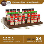 Spice Rack Organizer for Cabinet, 3 Tier Expandable Bamboo Spice Storage, Great for Kitchen Cabinet, Cupboard,Pantry and More(Brown)