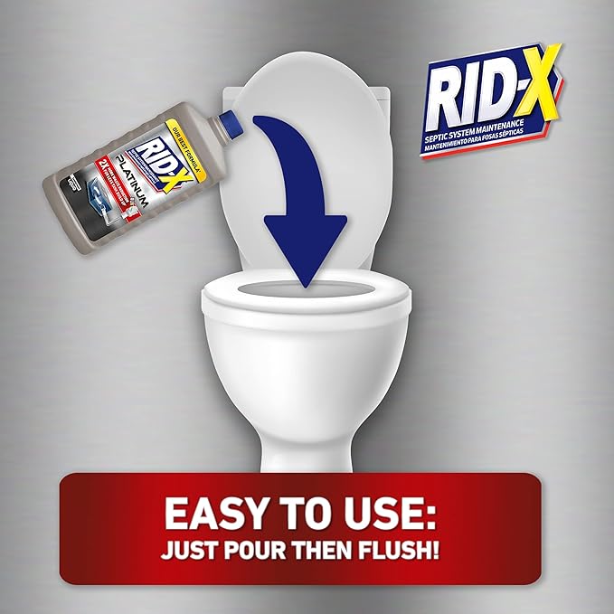 Rid-X Platinum Septic System Treatment, 3 Month Supply of Liquid, 24 Fl Oz
