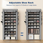Mavivegue Shoe Rack with Cover, 10+1 Tier Tall Shoe Storage for 50-55 Pairs of Shoes, Shoe Organizer for Entryway, Closet, Garage, Grey