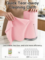 Microfiber Cleaning Cloths Roll, 75 Pack Tear Away Microfiber Towels Roll, 12" x 12" Lint Free Rags, Reusable Cleaning Cloths, Washable, Scratch Free,Ultra Absorbent Dish Rags(Pink Ripple)