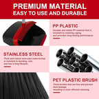Broom and Dustpan Set, Large Household Broom with Dustpan Combo Set, 55 Inch Long Handle, Red Dust Pan Combo Set for Home