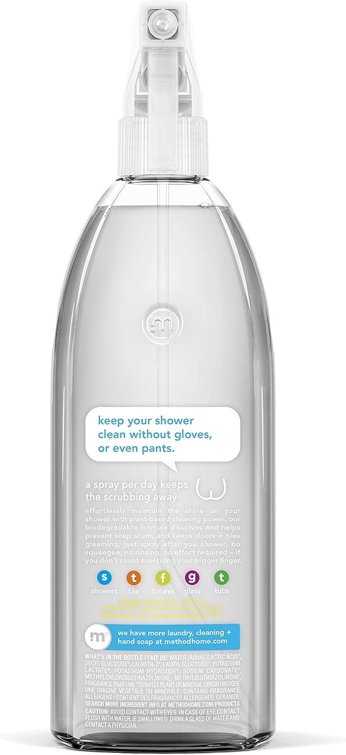 Method Daily Shower Cleaner Spray; Spray and Walk Away - No Scrubbing Necessary; Ylang Ylang Scent; 28 Fl oz (Pack of 8); Packaging May Vary