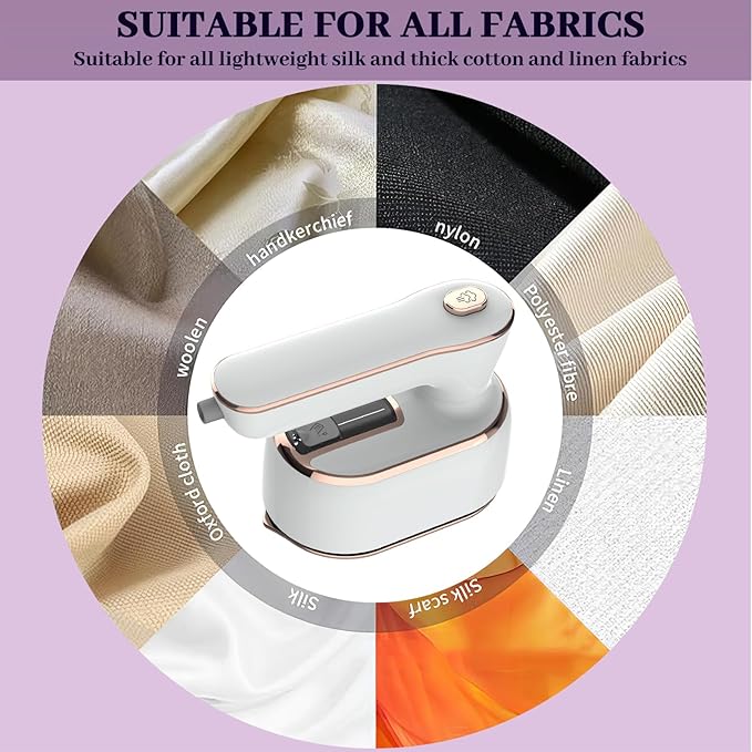 Portable Steam Iron，970W Dry Wet Dual Ironing Steam Hanging Ironing Machine，20S Rapid Preheating Large Water Tank Iron with Ergonomic Handle, Suitable for Home, Travel, Dormitory & Office (White)