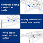 LEXIMOUNTS 2-Pack 2x4ft Garage Shelving with Hooks, 24-inch-by-48-inch Wall Shelf Garage Storage Racks Floating Shelves, White