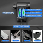 Compressed Air Duster, 300000RPM Super Power Electric Air Duster, Cordless Mini Dust Blower Stepless Wind Speed Adjustable Canned Air for Computer, Keyboard, Outdoor, House and Car