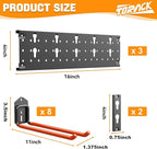 TORACK Garden Tool Organizer Wall Mounted, Garage Folding Chair Storage Rack, Tools Rack for Shovels, Rakes, Broom, Ladders, Hooks for Keyhole Style Shelving Unit(13 pcs)