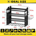 Power Tool Organizer Wall Mount with 4-Drill Holders-400Lbs Load Heavy Duty Metal 4-Layers Garage Storage & Organization Battery Tools Rack with Side Panels Utility Racks Workshop Gifts for Men