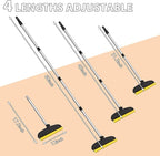 2 in 1 TPU and Copper Rake Teeth Carpet Rake for Pet Hair Removal,60inch Adjustable Long Handle Pet Hair Remover Tool,Reusable Cat Dog Hair Rake Broom,Lint Remover Scraper for Carpet,Bed(Black-Silver)