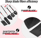 SHARK ATTACK Garden Shovel Set with D-Grip Handles - Multi-Size Steel Garden Shovels with Powder Coating for Digging, Planting & Car Emergency