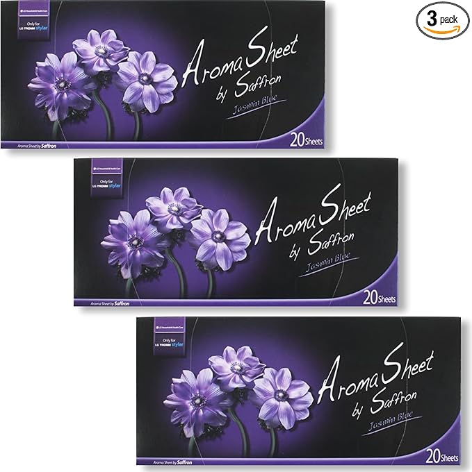 Jasmin Blue Sheet Fragrance 20 x 3 Pack - Long-Lasting Dryer Sheet Scent for Clothing Styler - Deodorizing & Refreshing Fragrance - Easy Use Styler Fabric Softener Sheets Compatible with LG Styler