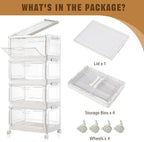 Collapsible Plastic Storage Bins with WheelsClear Stackable Storage Bins with Lid Stackable Storage Bins with Open Door Folding Storage Bins Organizer for Closet Bedroom Living Room