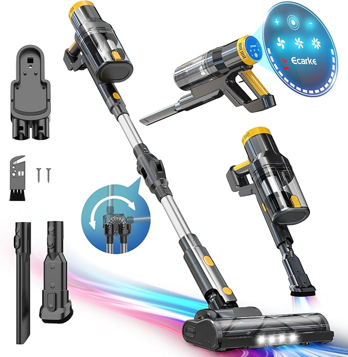 Cordless Vacuum Cleaner Compatible with DeWALT 20v Battery, 6 in 1 Stick Self-Standing Vacuum Cleaners 350W 40Kpa 3 Suction,180° Foldable Rod Lightweight Handheld Vacuum Hardwood Floor Pet(No Battery